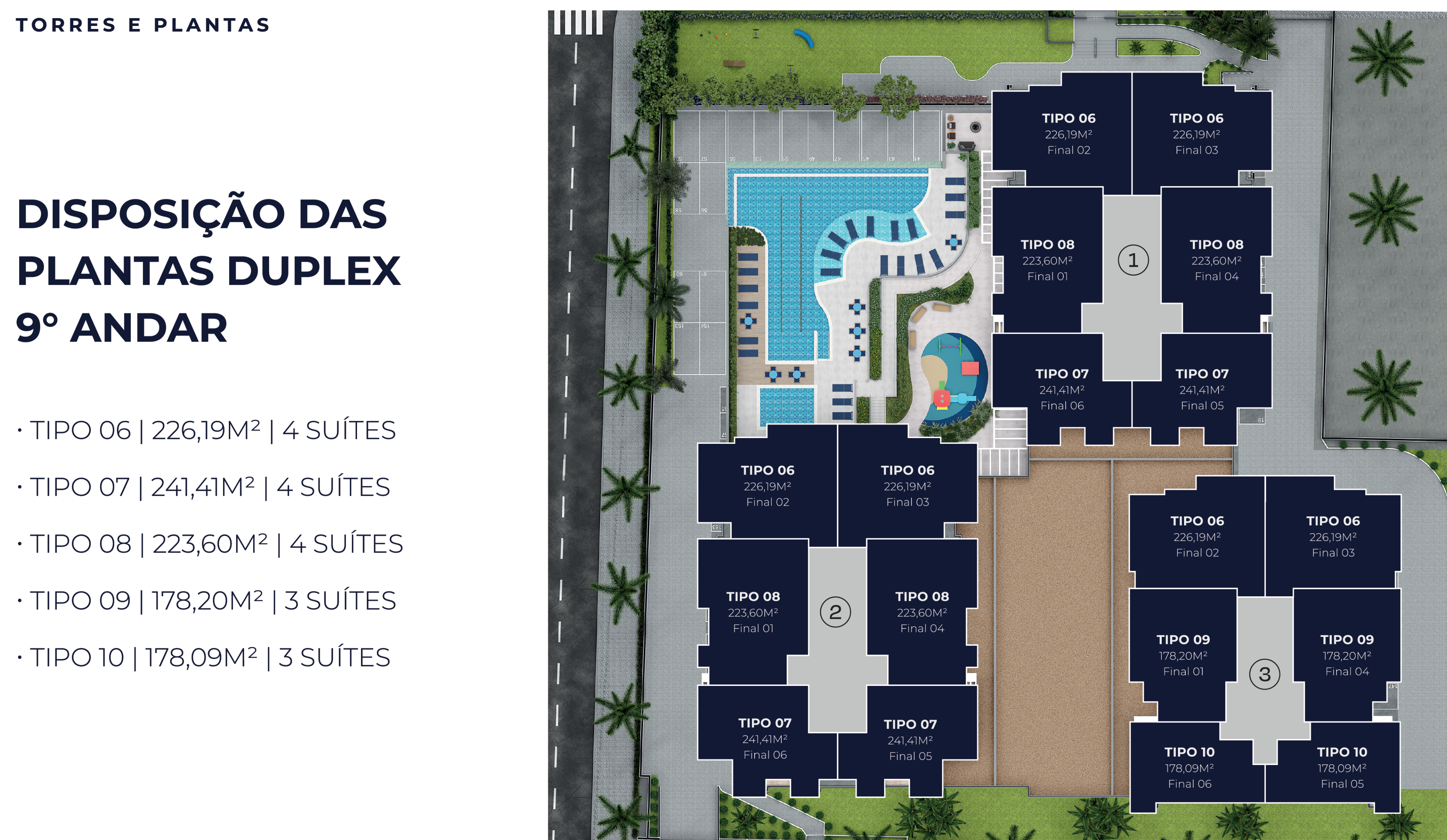 Disposição das Plantas de Duplex 9° Andar<